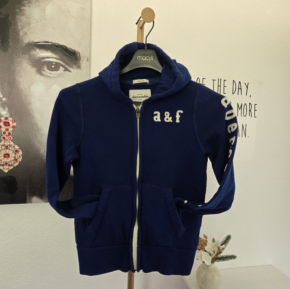Abercrombie Boys Kids Zippered Hoodie Color Blue Size Large